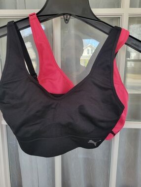 2 Pack Puma Black and Hot Pink Racerback Sports Bras Size  Lot